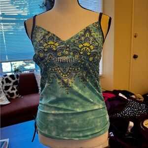 Prana Blue and Yellow Patterned Swim Camisole